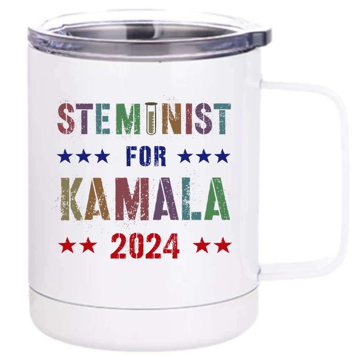 Steminist For Kamala Harris Walz Science Math Stem Teacher Front & Back 12oz Stainless Steel Tumbler Cup