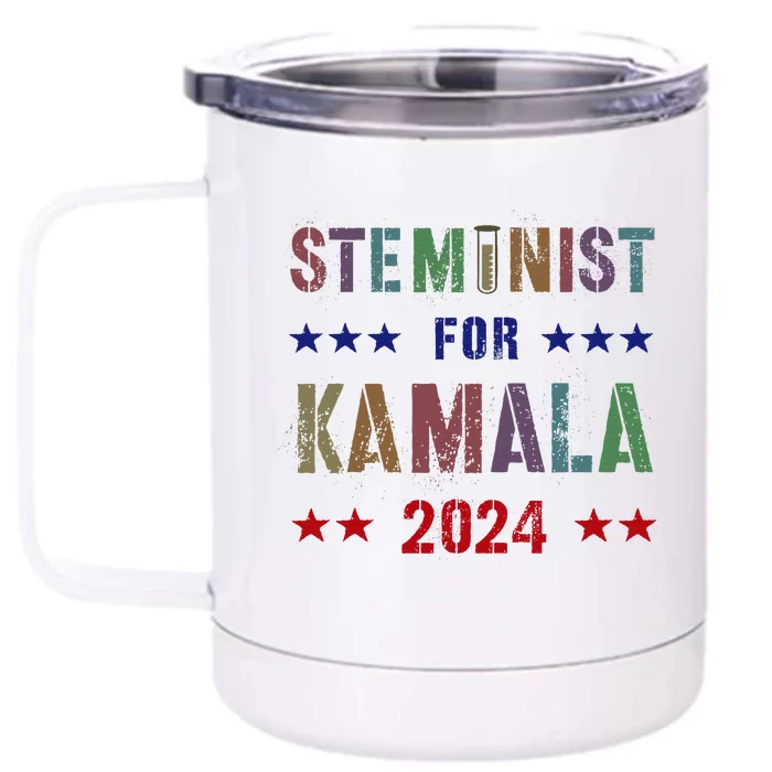 Steminist For Kamala Harris Walz Science Math Stem Teacher Front & Back 12oz Stainless Steel Tumbler Cup