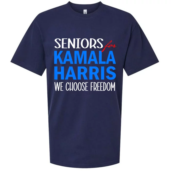 Seniors For Kamala Harris 2024 We Choose Freedom Sueded Cloud Jersey T-Shirt