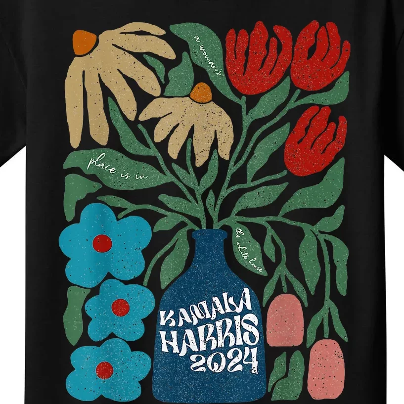 Subtle Flower Kamala Harris Boho Floral Kids T-Shirt