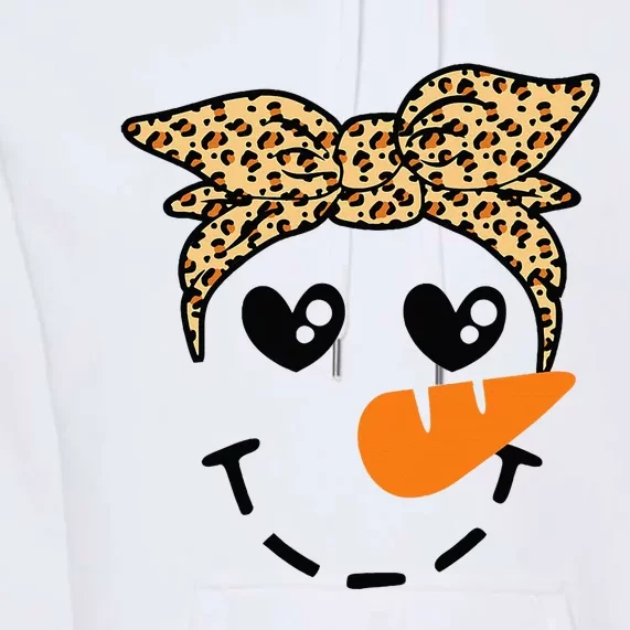 Snowman Face Leopard Headband Christmas Xmas Party Premium Hoodie