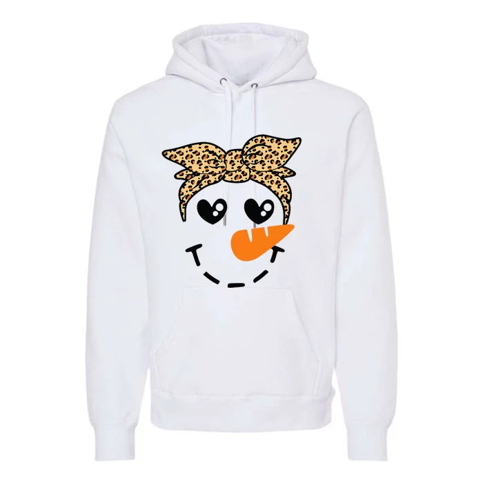 Snowman Face Leopard Headband Christmas Xmas Party Premium Hoodie