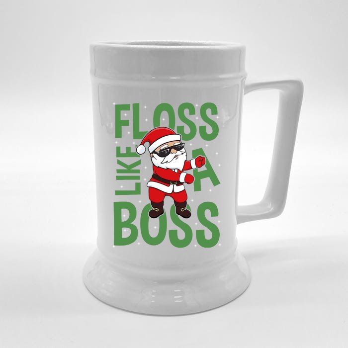 Santa Floss Like A Boss Funny Christmas Front & Back Beer Stein