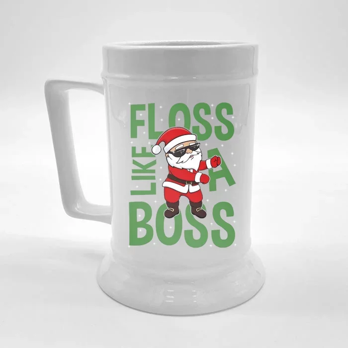 Santa Floss Like A Boss Funny Christmas Front & Back Beer Stein