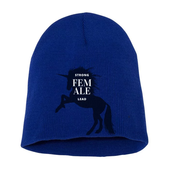 Strong Female Lead Unicorn Meme Funny Feminist Holiday Gift Short Acrylic Beanie