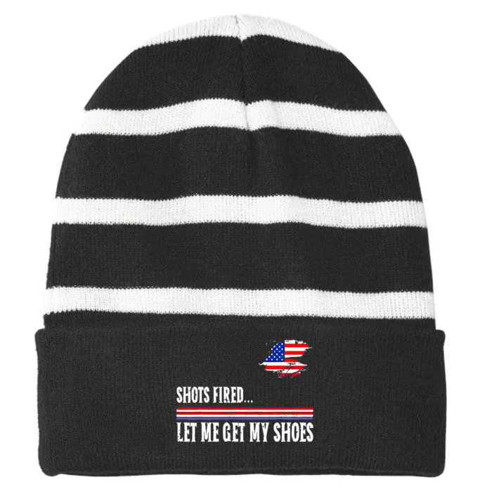 Shots Fired Let Me Get My Shoes Striped Beanie with Solid Band