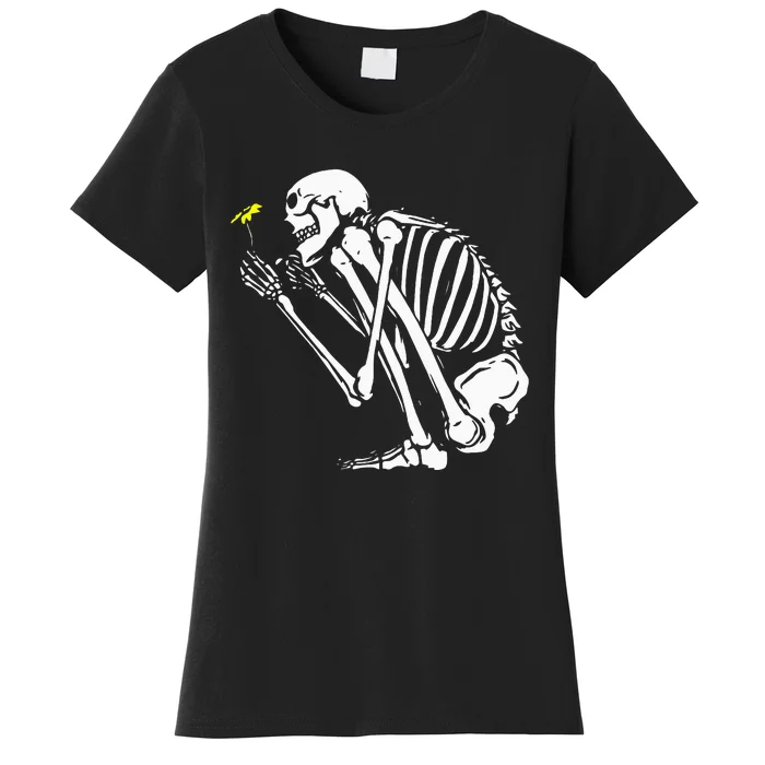 Skeleton Flower Lazy Halloween Costume Cool Bones Skull Women's T-Shirt