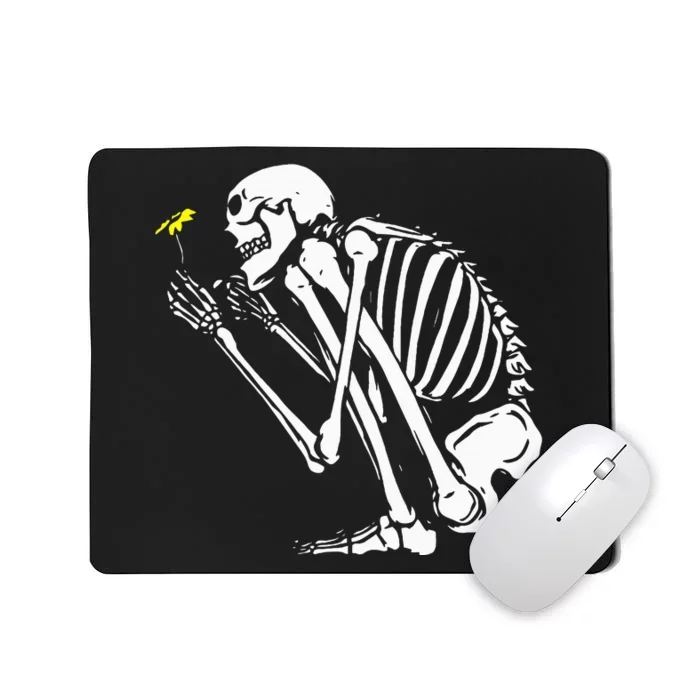 Skeleton Flower Lazy Halloween Costume Cool Bones Skull Mousepad