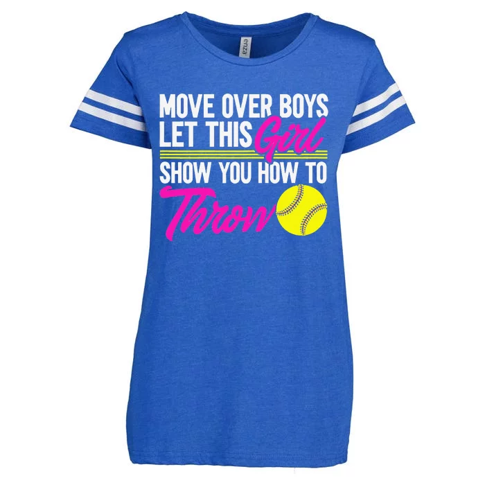 Softball Funny Let This Show You How To Throw Enza Ladies Jersey Football T-Shirt