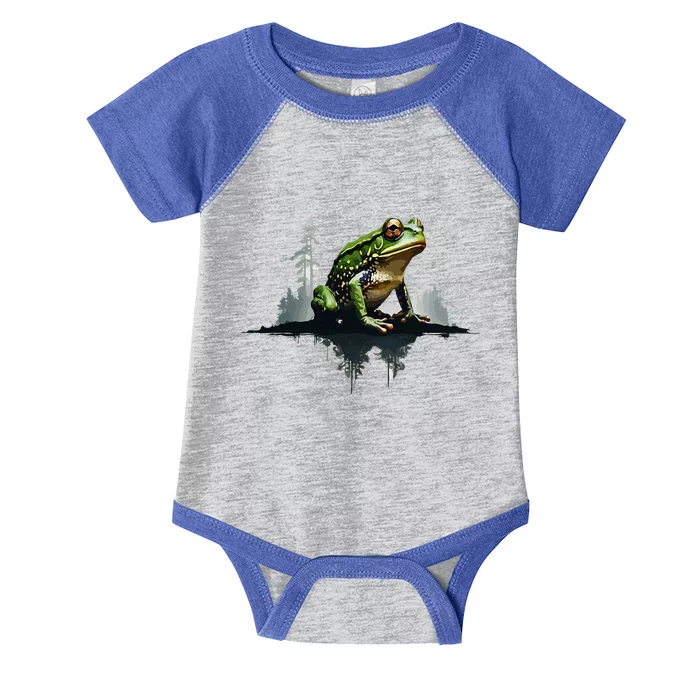 Scenic Forest Landscape With Frog Nature Inspired Infant Baby Jersey Bodysuit