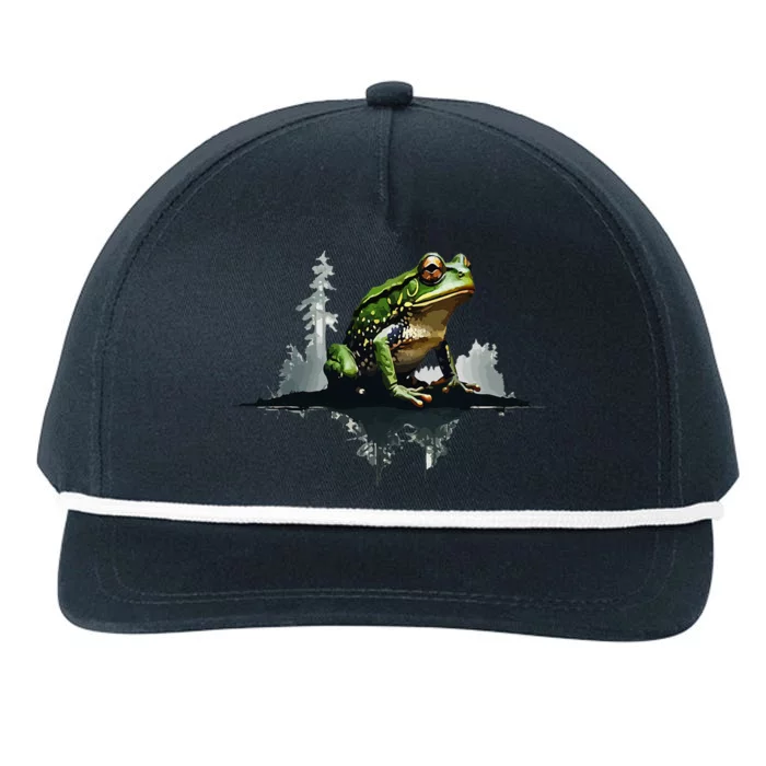 Scenic Forest Landscape With Frog Nature Inspired Snapback Five-Panel Rope Hat