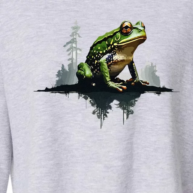 Scenic Forest Landscape With Frog Nature Inspired Cropped Pullover Crew