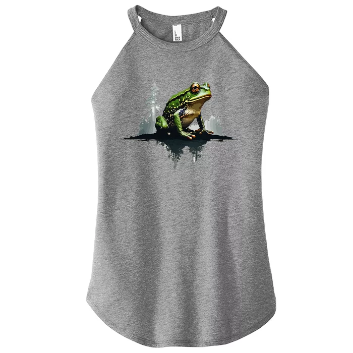 Scenic Forest Landscape With Frog Nature Inspired Women’s Perfect Tri Rocker Tank