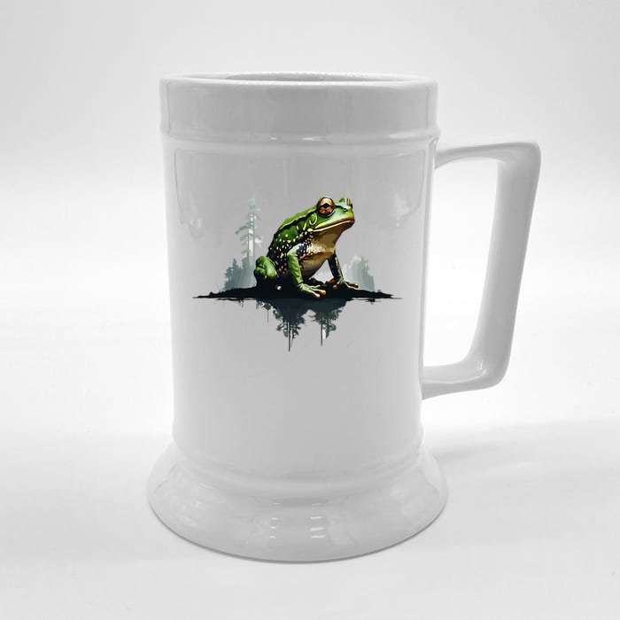 Scenic Forest Landscape With Frog Nature Inspired Front & Back Beer Stein