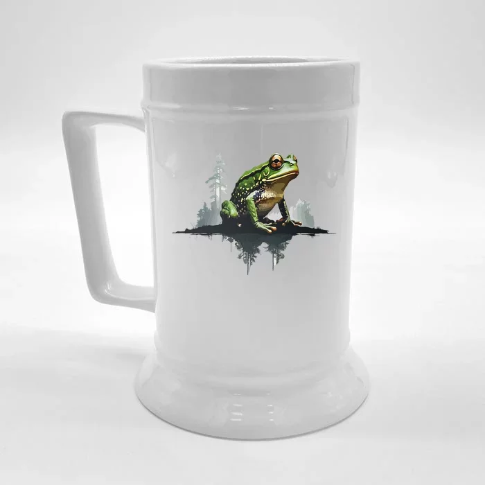 Scenic Forest Landscape With Frog Nature Inspired Front & Back Beer Stein