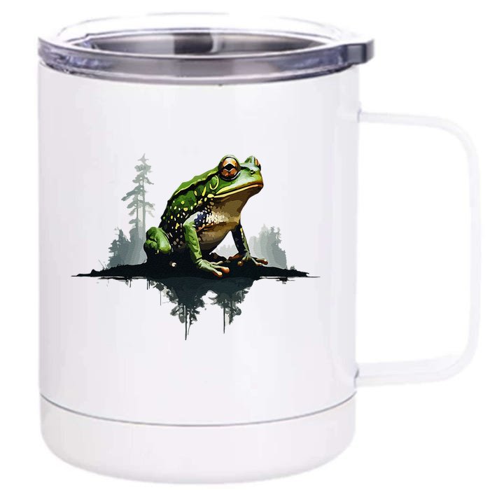 Scenic Forest Landscape With Frog Nature Inspired Front & Back 12oz Stainless Steel Tumbler Cup