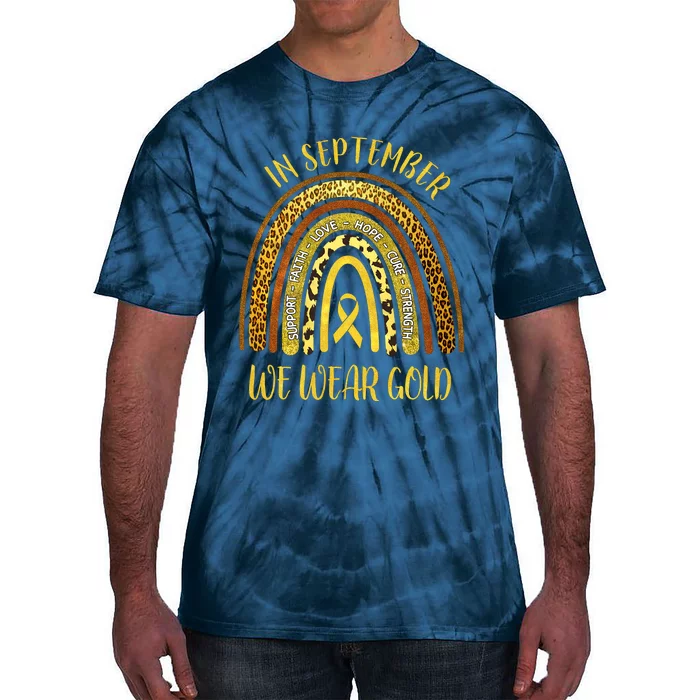 Support Faith Love Hope Cure Strength In September We Wear Gold Tie-Dye T-Shirt