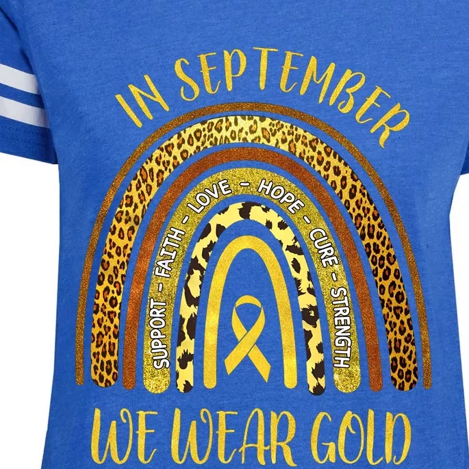 Support Faith Love Hope Cure Strength In September We Wear Gold Enza Ladies Jersey Football T-Shirt