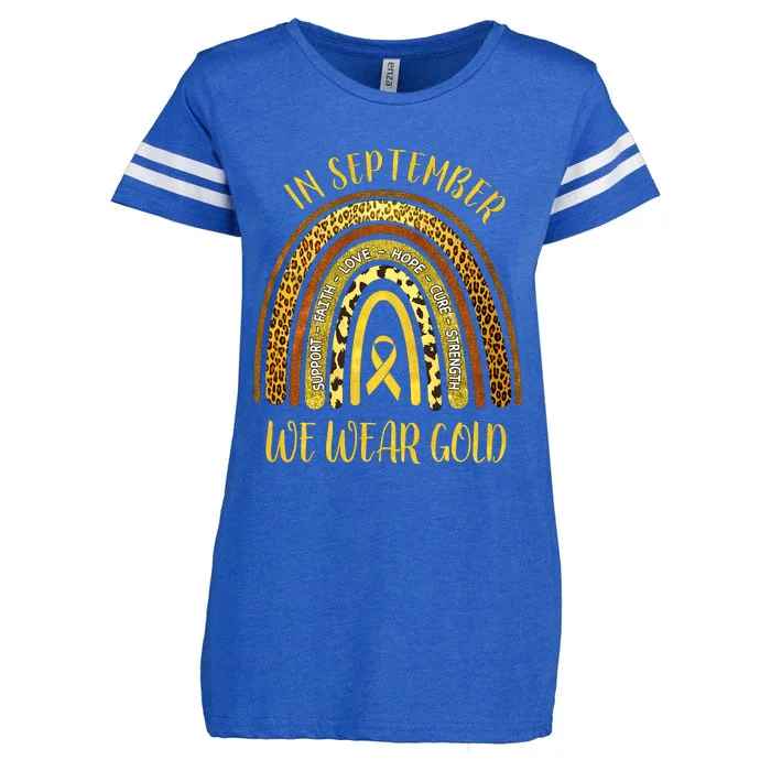 Support Faith Love Hope Cure Strength In September We Wear Gold Enza Ladies Jersey Football T-Shirt