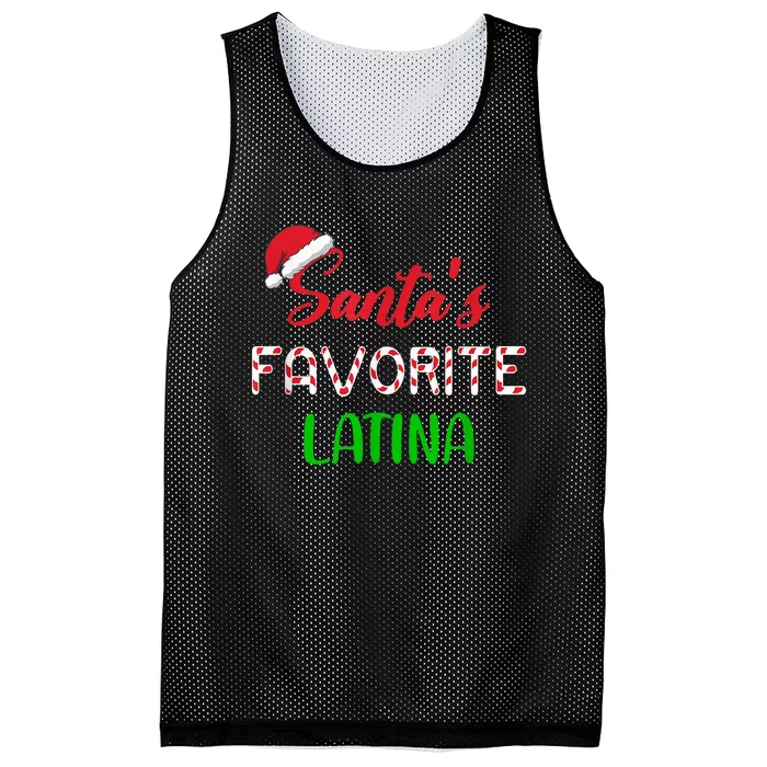 Santas Favorite Latina Gift Funny Chritsmas Xmas pajama Mesh Reversible Basketball Jersey Tank