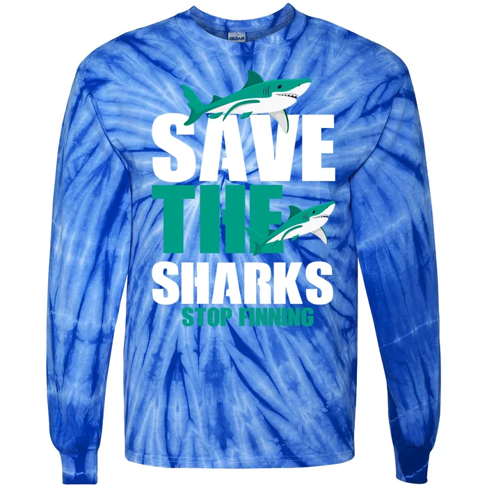 Sea Fish Lovers Save Sharks Stop Finning Environtal Gift Meaningful Gift Tie-Dye Long Sleeve Shirt