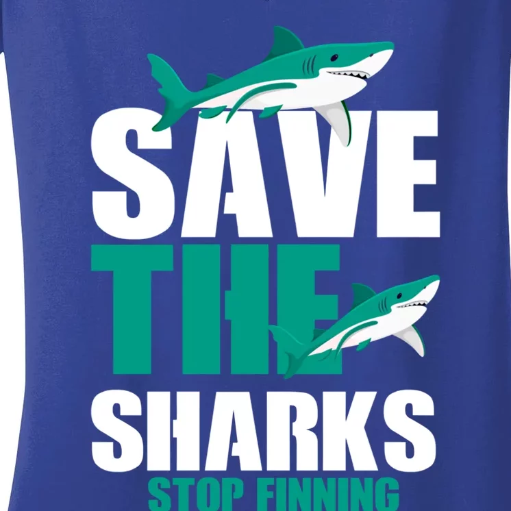 Sea Fish Lovers Save Sharks Stop Finning Environtal Gift Meaningful Gift Women's V-Neck T-Shirt