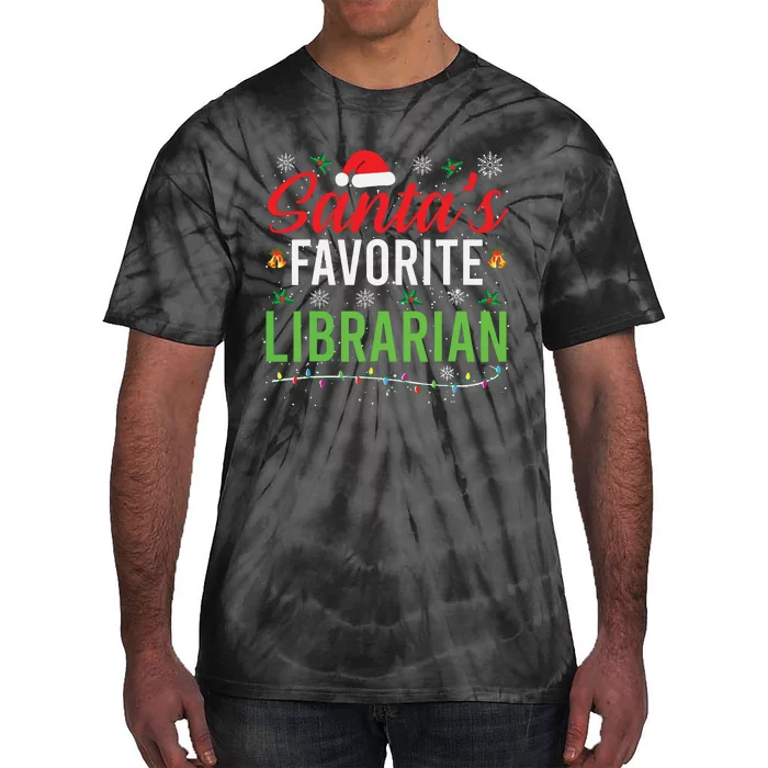 Santas Favorite Librarian Cute Book Lover Christmas Gifts Tie-Dye T-Shirt