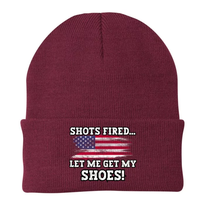 Shots Fired Let Me Get My Shoes Patriotic For 2024 Elections Knit Cap Winter Beanie