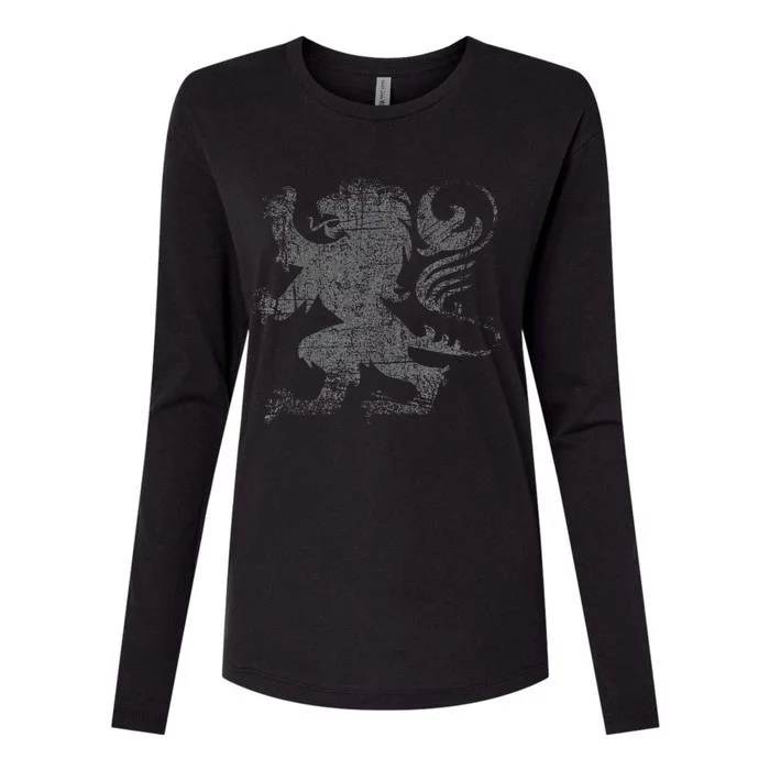 Scottish Flag Lion Rampant Heraldry Flag Of Scotland Rugby Womens Cotton Relaxed Long Sleeve T-Shirt