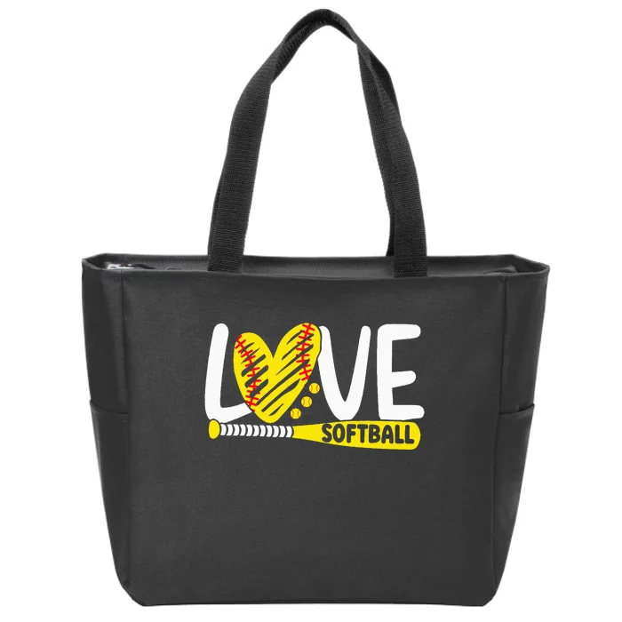 Softball For Love Softball Zip Tote Bag