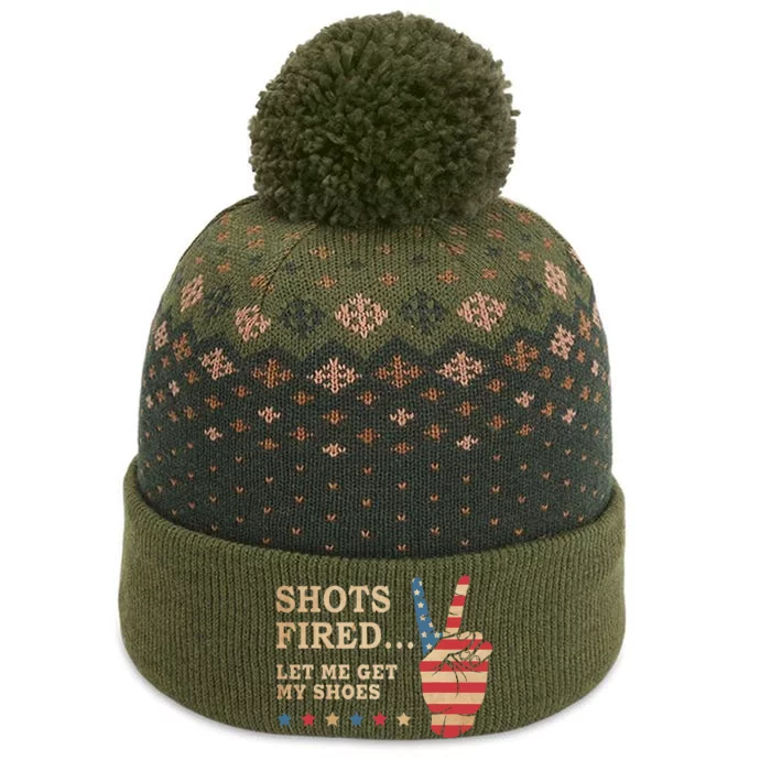 Shots Fired Let Me Get My Shoes Patriotic American Flag The Baniff Cuffed Pom Beanie