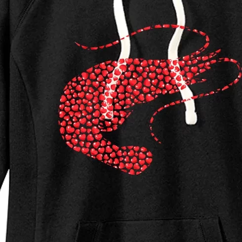 Shrimp Fish Lover Heart Shape Shrimp Valentines Day Meaningful Gift Women's Fleece Hoodie