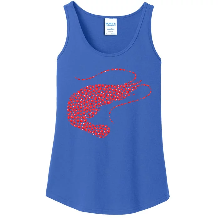 Shrimp Fish Lover Heart Shape Shrimp Valentines Day Meaningful Gift Ladies Essential Tank