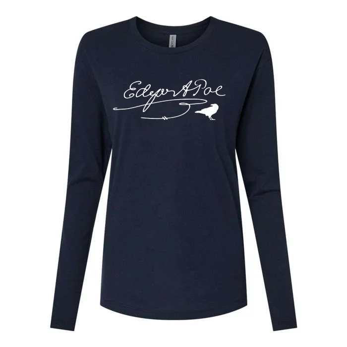 Signature Famous Literary Poet Gift Raven Womens Cotton Relaxed Long Sleeve T-Shirt