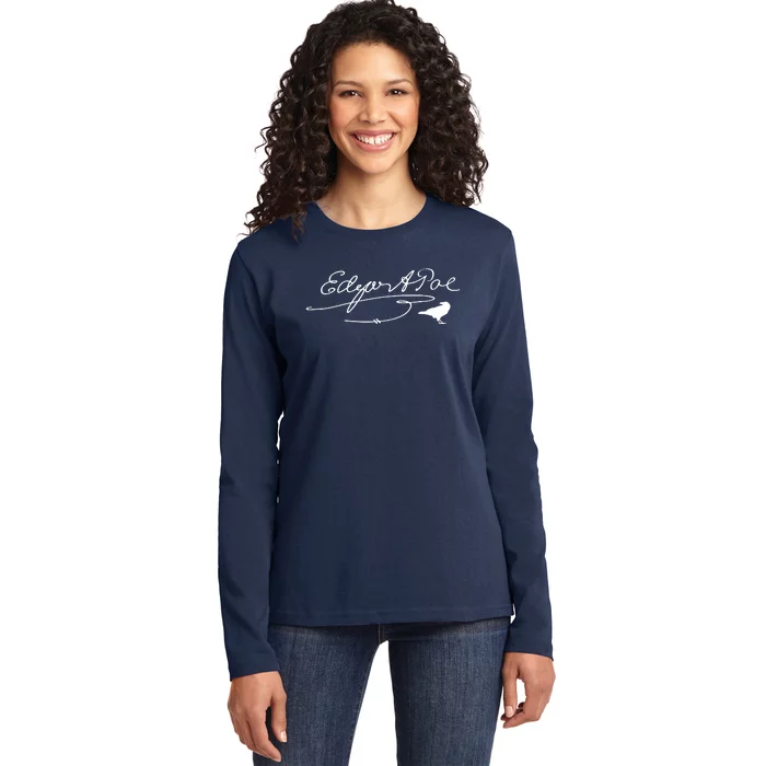 Signature Famous Literary Poet Gift Raven Ladies Long Sleeve Shirt