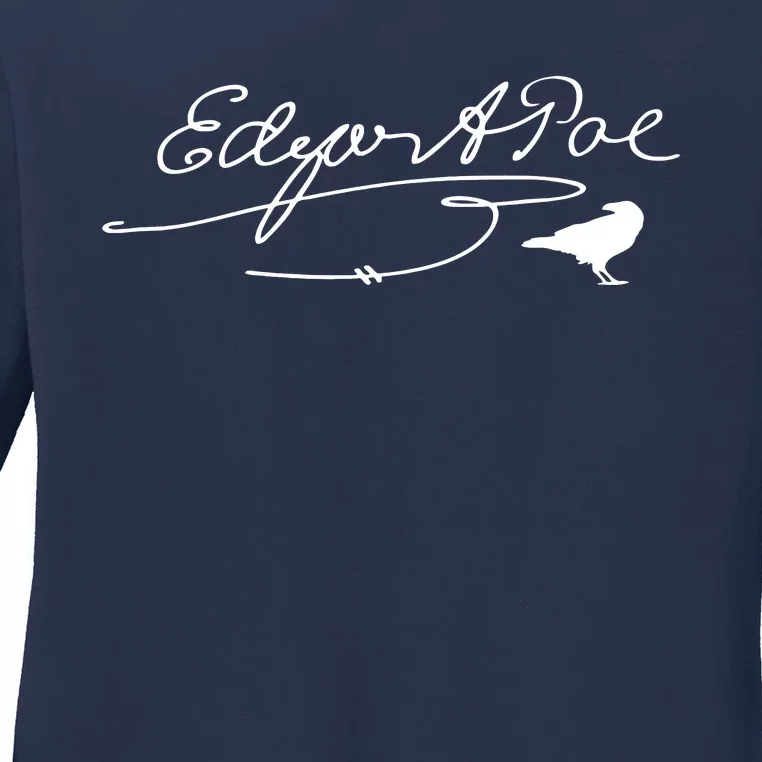 Signature Famous Literary Poet Gift Raven Ladies Long Sleeve Shirt