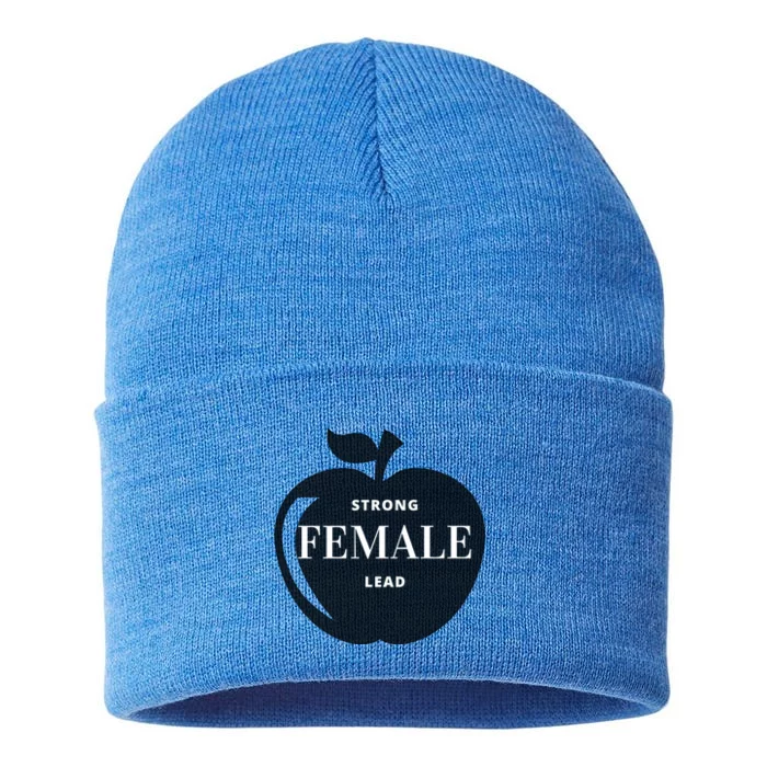 Strong Female Lead Big Apple Funny Feminist Holiday Gift Sustainable Knit Beanie