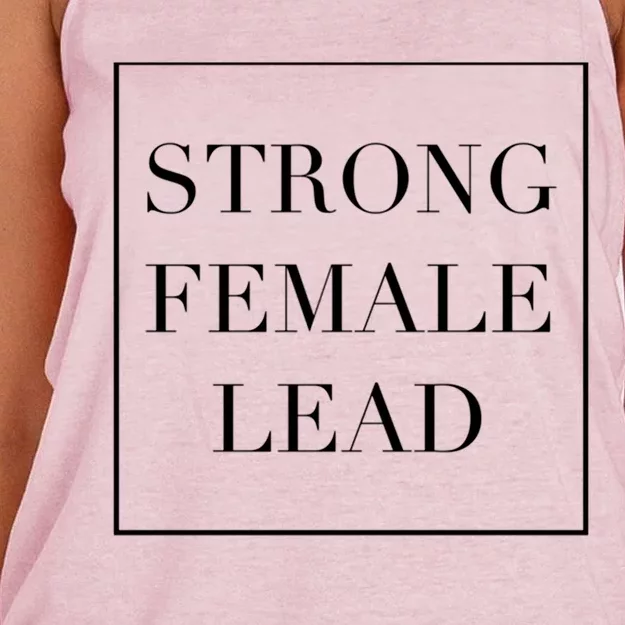 Strong Female Lead Funny Pun In Minimalist Modern Style Gift Women's Knotted Racerback Tank