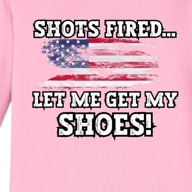 Shots Fired Let Me Get My Shoes Baby Long Sleeve Bodysuit