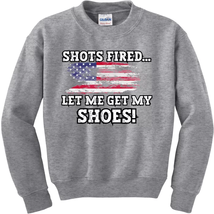 Shots Fired Let Me Get My Shoes Kids Sweatshirt