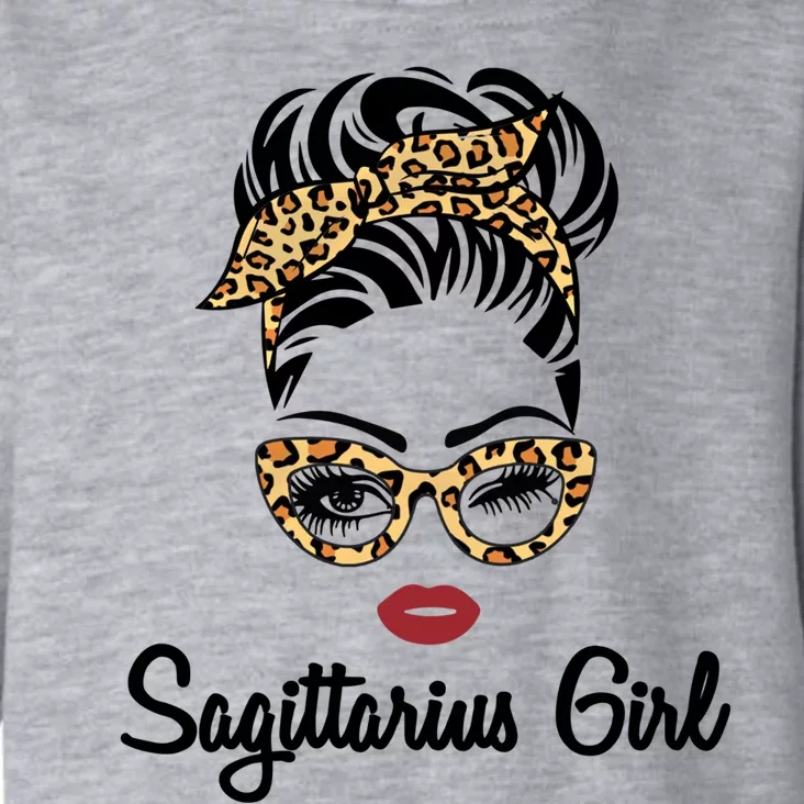 Sagittarius Face Leopard Bandana Wink Eye Gift Toddler Hoodie