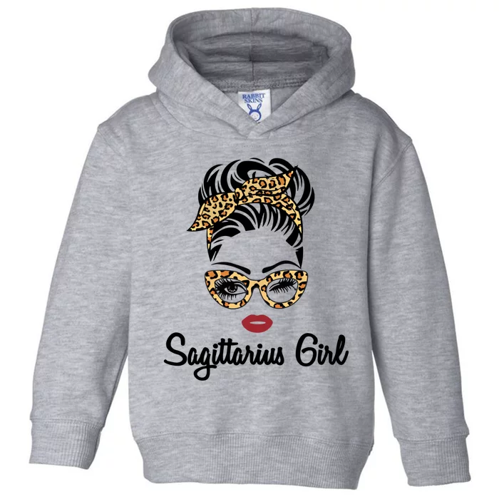 Sagittarius Face Leopard Bandana Wink Eye Gift Toddler Hoodie