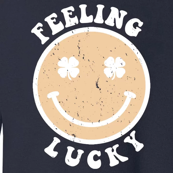 Shamrock Feeling Lucky Retro Smiley Toddler Sweatshirt