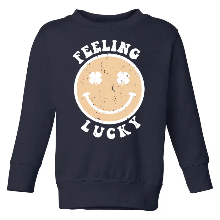 Shamrock Feeling Lucky Retro Smiley Toddler Sweatshirt