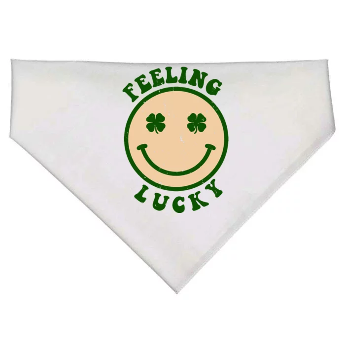 Shamrock Feeling Lucky Retro Smiley USA-Made Doggie Bandana