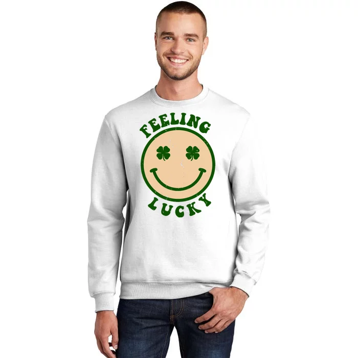 Shamrock Feeling Lucky Retro Smiley Sweatshirt