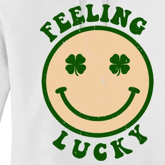 Shamrock Feeling Lucky Retro Smiley Women's Pullover Hoodie