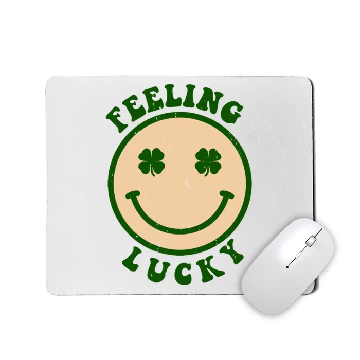 Shamrock Feeling Lucky Retro Smiley Mousepad