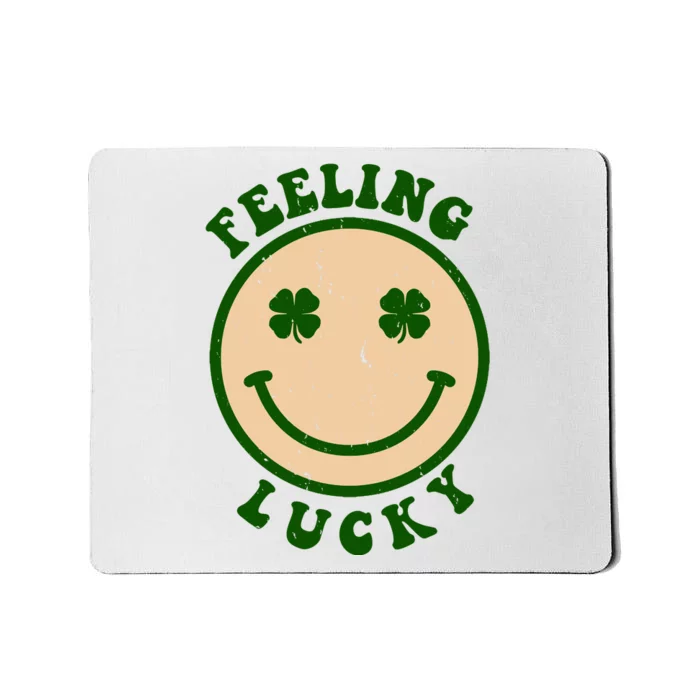 Shamrock Feeling Lucky Retro Smiley Mousepad