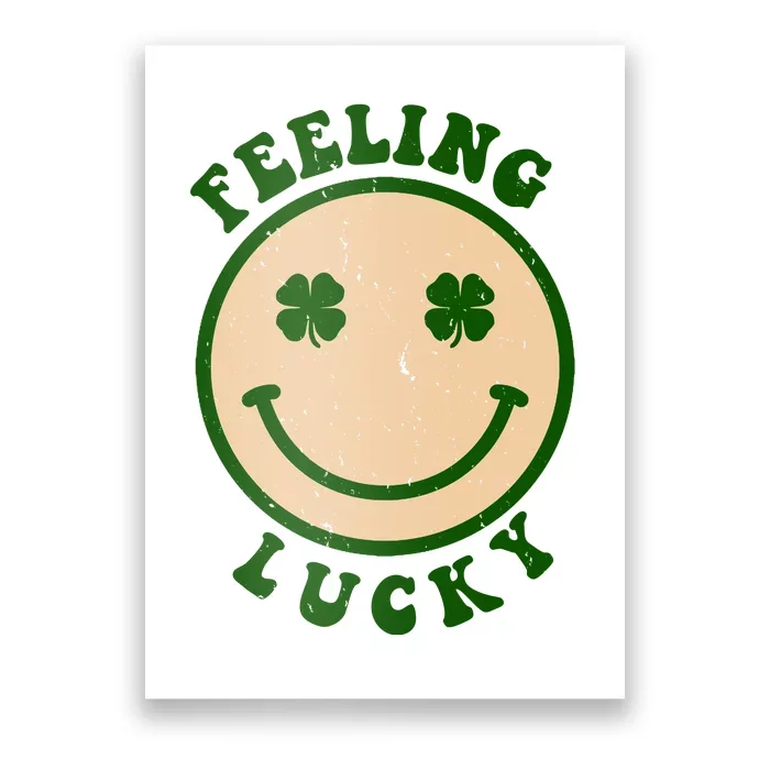 Shamrock Feeling Lucky Retro Smiley Poster